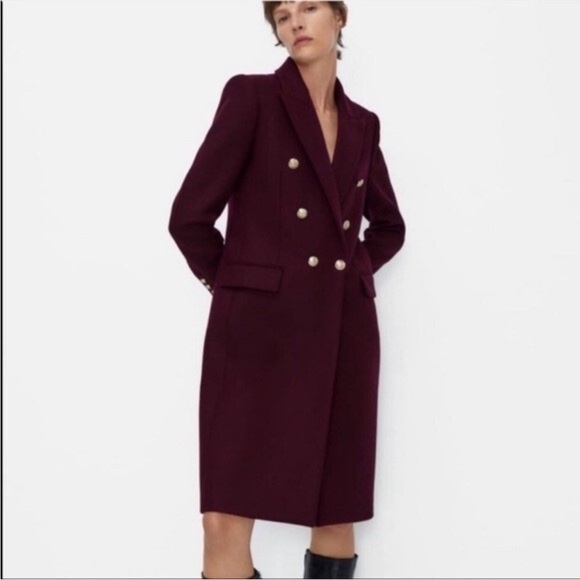 Zara Jackets & Blazers - Zara NWT Tailored Eggplant Elegant Women's Dress Coat with Gold Buttons Sz M
